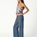 EMBROIDERED BLUE DENIM PANTS