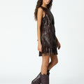 BROWN FRINGED DRESS