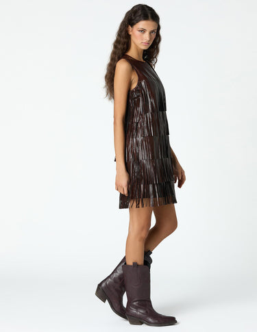 BROWN FRINGED DRESS