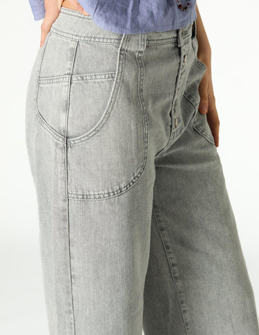 LIGHT GRAY HIGH-WAIST DENIM JEANS
