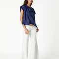 OVERSIZE LUREX STRIPE SHIRT BIG BLUE