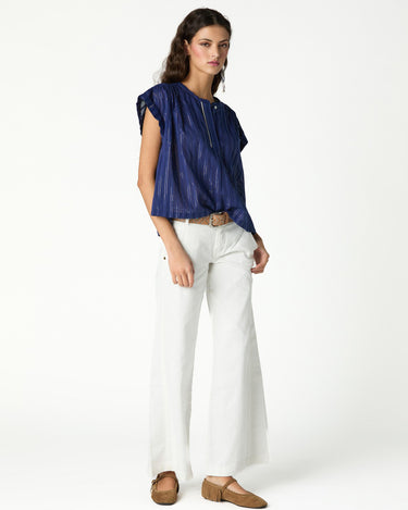OVERSIZE LUREX STRIPE SHIRT BIG BLUE