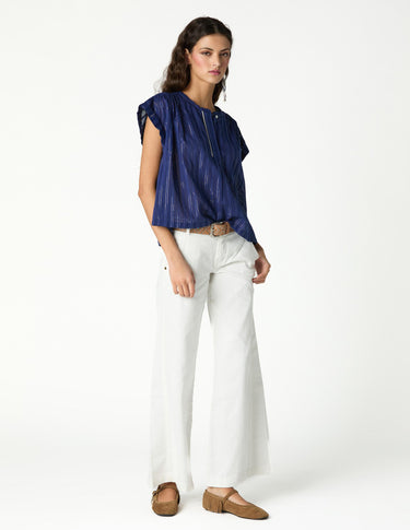 OVERSIZE LUREX STRIPE SHIRT BIG BLUE