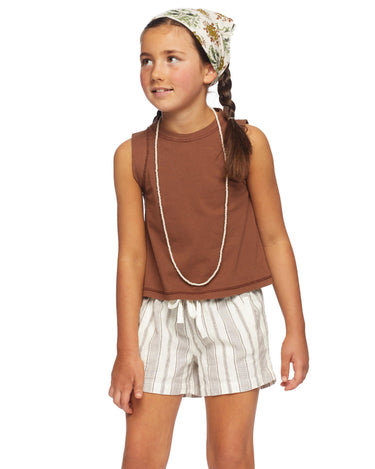 Short frunce raya marrón