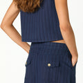 BLUE STRIPED DENIM SKIRT