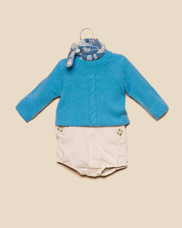 CABLE KNIT SWEATER POWDER
