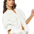 White studded yoke trousers