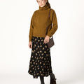 ANTHRACITE FLOWER RUFFLED SKIRT