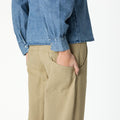 CURVED TOPSTITCH TROUSERS OLIVE