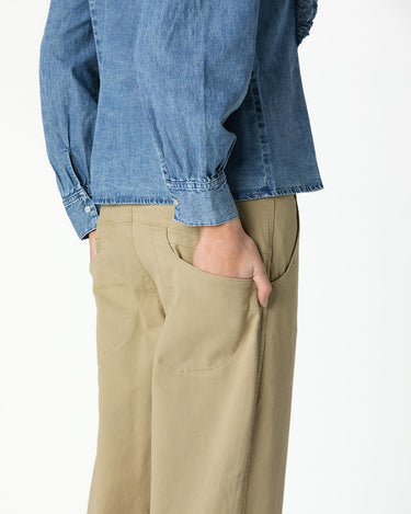 CURVED TOPSTITCH TROUSERS OLIVE