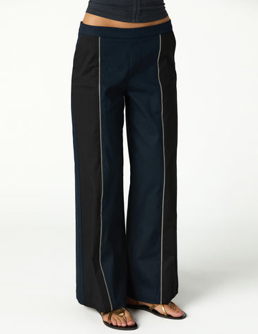 TWO-TONE ZIPPER TROUSERS
