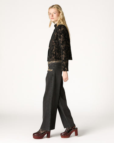 MANDARIN COLLAR PRINT JACKET