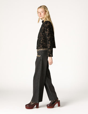 MANDARIN COLLAR PRINT JACKET