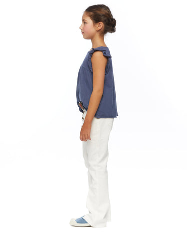 Camiseta corte volante azul