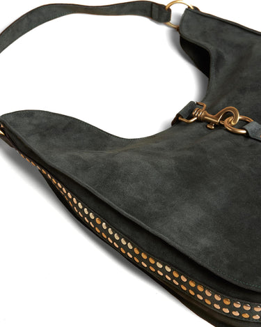 GREEN SUEDE SHOPPING BAG