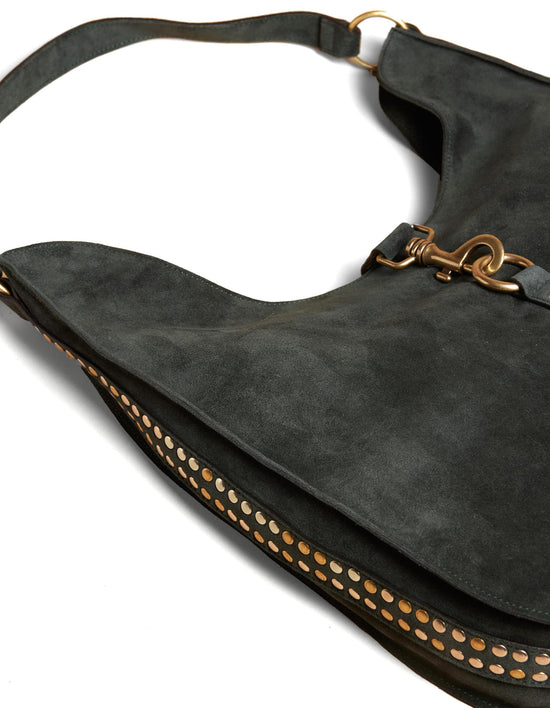 GREEN SUEDE SHOPPING BAG