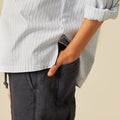 DARK BLUE LINEN TROUSERS