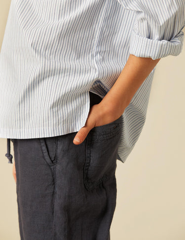 DARK BLUE LINEN TROUSERS