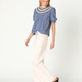 EMBROIDERED STRAP SHIRT ANILINE BLUE