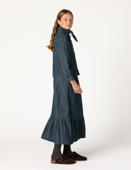 FALDA DENIM VOLANTE