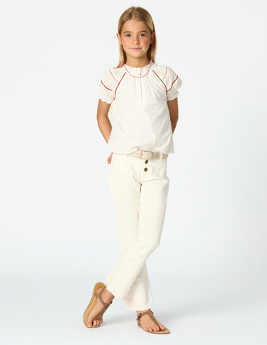 PICOTING SLEEVE SHIRT WHITE