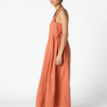 ORANGE BUTTI PRINT STRAPPY DRESS