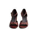BROWN LEATHER HEEL WITH FLOWER