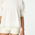 PUFF SLEEVE SHIRRED SHIRT WHITE