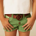 GREEN DENIM SHORTS