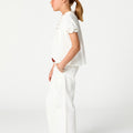 White wide leg denim trousers