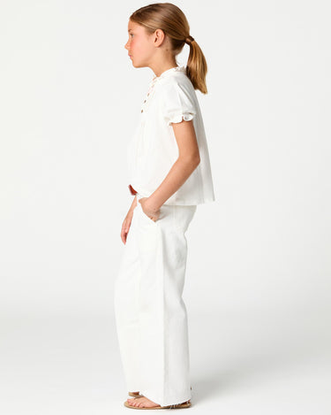 White wide leg denim trousers
