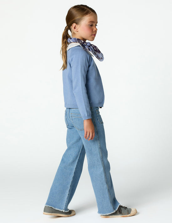 KNITTED JACKET WITH BUTTONS ANILINE BLUE