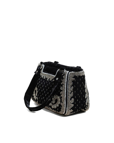 BOLSO TERCIOPELO NEGRO BEADS
