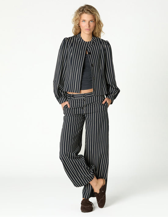 CHAQUETA DOBLE RAYA NEGRA