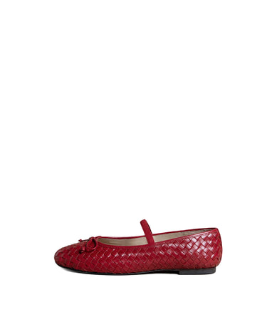 BRAIDED CHERRY-RED BALLET FLATS