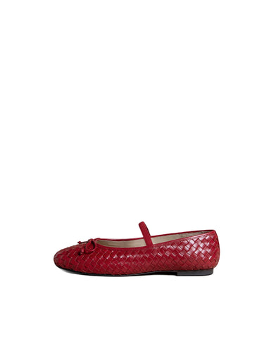 BRAIDED CHERRY-RED BALLET FLATS