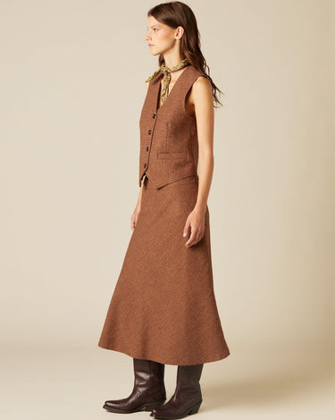 SMALL CHECK BROWN WAISTCOAT