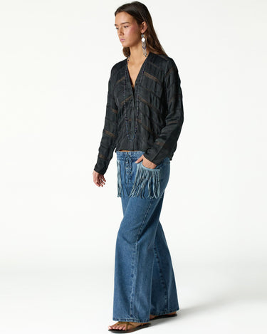 Anthracite Herringbone Ladder Stitch Shirt