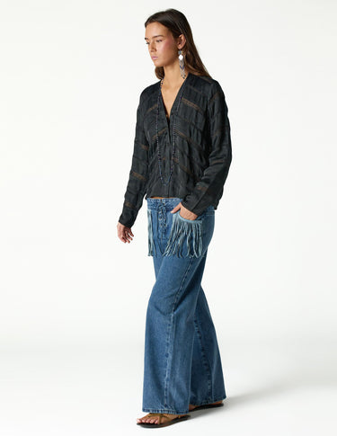 Anthracite Herringbone Ladder Stitch Shirt