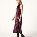 BURGUNDY EMBROIDERED VELVET DRESS