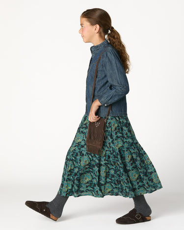 WILD BLUE RUFFLED SKIRT