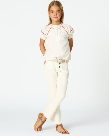 White flared denim pants