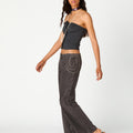 ASYMMETRIC RUCHED ANTHRACITE T-SHIRT