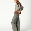 KNITTED STRIPED JACKET BROWN