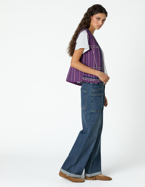 BLUE WAISTBAND BUTTON-UP DENIM