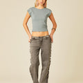 GRAY STRAPPY BACK T-SHIRT