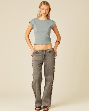 GRAY STRAPPY BACK T-SHIRT