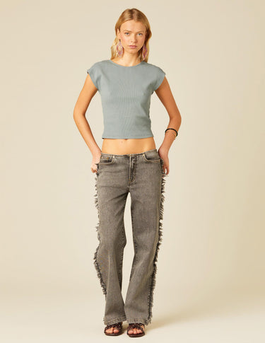 GRAY STRAPPY BACK T-SHIRT