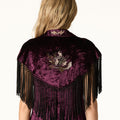 BURGUNDY EMBROIDERED VELVET CAPE
