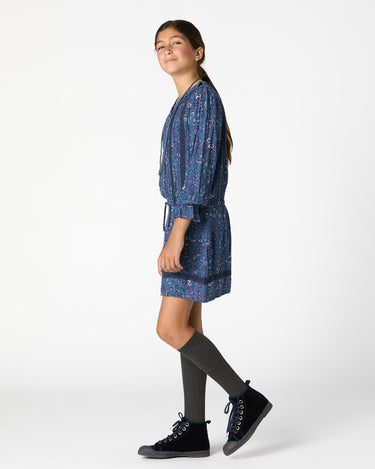 VESTIDO VOLANTE NIGHT GARDEN BLUE